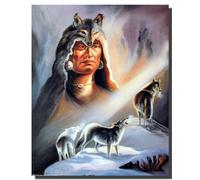 Impact Posters Gallery Native American Indian Chief & Wolves Wall Decor Art Print Picture Poster (16x20)