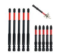 Impact Screwdriver Bit Set - 10pcs ECX Bits, S2 Steel 1/4" Hex Shank, CNC Machined Magnetized Tips for Electricians & DIY (Impact Screwdriver Bit Set, FPH2 Bits, Screwdriver BitSet)