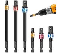 Impact Socket Adapter Set Hakkin 6Pcs Impact Driver Socket Adapter 3" 6" Extension Bit 1/2" 3/8" 1/4" Drive Power Drill Socket Converter for Drill, Impact Torque Wrench DIY Tools Kit Gifts for Men
