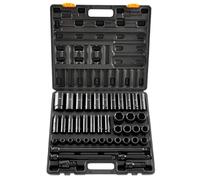 Impact Socket Set 1/2 Inch 43 Pcs Standard/Deep 9 to 30 MM 6-Point Extension Bar