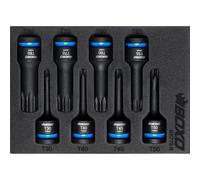 Impact Socket Set BOXO 1/2" Drive Torx Bit 75mm Height 8 Pc Colour Coded BX770-R