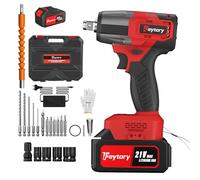Impact Wrench 1/2 Inch Cordless with 1 x 6.0Ah Battery and Charger, 450Nm Electric Wrench 0-2500rpm, Brushles Wrench Gun Set for Tire Change, Road Emergency, Carry Case, Red