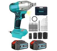 Impact Wrench Brushless, Cordless Impact Wrench with 1/2 inch Driver 18V 420N.m Torque with 4 Sockets, 14mm 17mm 19mm 21mm, and Larger Battery 2pcs 5500mAh Li-Ion Variable Speed for Car Wheel