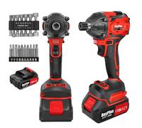 Impact Wrench Max Torque 350N.m, 1500mAh Cordless Brushless Power Impact Wrench 160 ft-lbs, 1/2 Impact Wrench Impact Gun with 2 Speeds for Car Tiers, Includes 14 Sockets, 10 Drilling Accessories