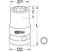 Impact wrench socket Chrome-Molybdenum Steel 515.0930 KS TOOLS