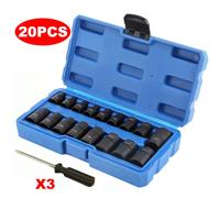 Impacted E Torx Star Sockets E5 - E24 3/8" and 1/2" Drive 17pc Set New VOGREX Blue One Size
