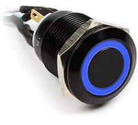 Impactics compatible Vandalismustaster 19mm, IP65, blaue LED - schwarz