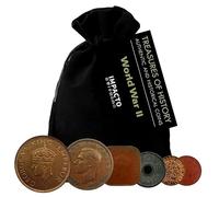 IMPACTO COLECCIONABLES | 6 Authentic World War II Coins (1938-1945) - Pearl Harbor and Pacific War Collection in a Velvet Pouch - With Certificate of Authenticity