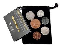 IMPACTO COLECCIONABLES | Allies and Axis Collection of 6 Authentic World War II Coins - Original Historical Pieces in a Velvet Pouch with Certificate of Authenticity