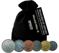 IMPACTO COLECCIONABLES | Third Reich - Collection of 6 Authentic World War II Coins - Original Historic Lot in a Velvet Pouch with Certificate of Authenticity