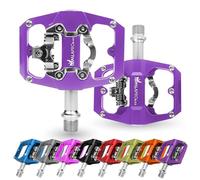 IMPALAPRO - Dual Function Bicycle Flat Pedals and SPD Pedals 9/16'' Compatible with Shimano SPD Pedals - Dual Platform MTB Flat Pedals and SPD Clipless Pedals (Purple)