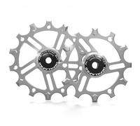 IMPALAPRO Set of Ceramic Bearing Jockey Wheel 12T & 14T Narrow-Wide AL7075 | Derailleur Pulley Wheels, Silicon Nitride Ceramic Bearing in Steel Rings, Narrow-Wide Teeth, 10g/48mm & 11.5g/54mm Anodized
