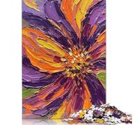 Impasto Flower Painting Purple, Orange, Yellow Puzzle for Adults And Teenagers 1000 Pieces Paper Puzzle Jigsaws for Adults Family Activity Jigsaw Puzzles 38x26cm/1000pcs