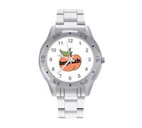 Impeach The Peach Men's Watches Stainless Steel Watch Strap Analog Quartz Watch Business Wristwatches