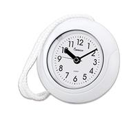 Impecca Waterproof Clock 5.5“ Non-Ticking Quartz Movement Indoor & Outdoor Clock for Shower, Wall, Desk, Pool, Patio, Kitchen, Bathroom, Washroom (Hanging Rope Included) White