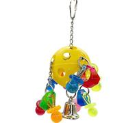 Impeckable Bird Toys 1938 Pacifier Ringer for Parrots Cockatiels Budgies Parakeets Conures Lovebirds Foraging Bell Birdcage Accessories Enrichment Swing Chew Clackers Colorful Hanging Toy from