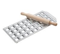 Imperia 36 Hole Traditionally Shaped Ravioli Tray and Wooden Rolling Pin