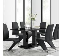 FurnitureboxUK Imperia Black High Gloss Dining Table & 6 Black Luxury Willow Chairs FurnitureboxUK Black