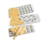 Imperia Ravioli Maker Set of 3 Italian Made Molds- Mini Squares, Tortelli, and Raviolini with Rolling Pin