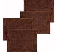 Imperial Brown Bath Mat Non Slip Anti Mould (4 pack) - Bathroom Mat 50x80cm Machine Washable Bath Mats Super Absorbent Extra Soft Fluffy Shower Mat