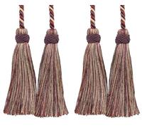 Imperial Collection Double Tassel Curtain and Drapery Tieback/Holdback, 4" Tassel (10cm) 26" Spread (66cm) # ICT, Cranberry Red #4466 (Dark Red, White Gold, Olive Green) Set of 2