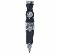Imperial Kilt Products Dummy Sgian Dubh - Scottish Dubh, Black Bladeless Sgian Dubh with Thistle Badge Antique Finish - Traditional Highland Dress & Costume Accessory (Oval Thistle - Chrome Finish)
