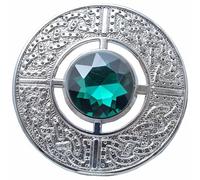Imperial Kilt Products - Men's Scottish Kilt Fly Plaid Brooch 3 inches- Kilt Brooches For Men - Tartan Kilt Brooch Pins for Men and Women with Celtic Knot Brass Finish (Bottle Green - Chrome)