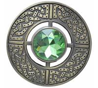 Imperial Kilt Products - Men's Scottish Kilt Fly Plaid Brooch 3 inches- Kilt Brooches For Men - Tartan Kilt Brooch Pins for Men and Women with Celtic Knot Brass Finish (Irish Green - Antique)