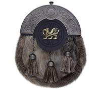 Imperial Kilt Products Scottish highland Kilt Sporrans leather and Fake Seal Skin Celtic Cantle Antique Finish/Men Kilt Sporran (Welsh Dragon Sporran)