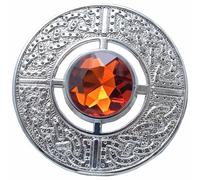 Imperial Kilt Products Scottish Kilt Fly Plaid Brooch Celtic Knot Silver Finish, Ladies Shawl and Scarf, Women Pin & Brooches Chrome, Tartan Scarf, Sash, Highland Wear Jewellery (Brown Stone)