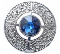 Imperial Kilt Products Scottish Kilt Fly Plaid Brooch Celtic Knot Silver Finish, Ladies Shawl and Scarf, Women Pin & Brooches Chrome, Tartan Scarf, Sash, Highland Wear Jewellery (Royal Blue Stone)