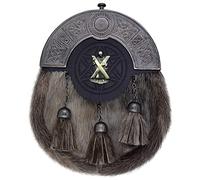 Imperial Kilt Products - Scottish Kilts Sporrans for Men Badge Style ST Andrew Sporran with Leather kilt Strap & Antique Finish Chain, Mens and Boys Kilt Sporran-Leather Sporrans