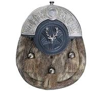 Imperial Kilt Products - Traditional Scottish Full Dress Celtic Sporran in Fox/Rabbit Fur Dress Sporran with Belt (Stags head)