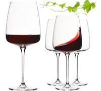 Imperial Large Square Red Wine Glasses 600 ml Set of 4 'Milano' Burgundy Glasses Made of Crystalline Glass Dishwasher Safe