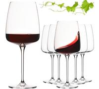 Imperial Large Square Red Wine Glasses 600 ml Set of 6 'Milano' Burgundy Glasses Made of Crystalline Glass Dishwasher Safe