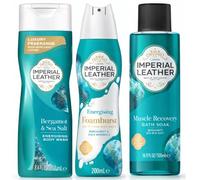 Imperial Leather Bath & Shower Bundle - Bath Bubble Soak, Foaming Shower Foam Burst & Shower Gel | Pamper Gift Set (Fresh Bergamot)