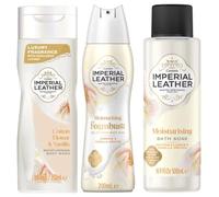Imperial Leather Bath & Shower Bundle - Bath Bubble Soak, Foaming Shower Foam Burst & Shower Gel | Pamper Gift Set (Soft Vanilla Pamper)