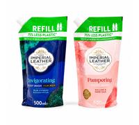 Imperial Leather Body Wash Refill 500ml Invigorating & Pampering 2 Pack