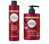 Imperial Leather Cherry & Snow Blossom Limited Edition Bath and Hand Care Set, Antibacterial Hand Wash 500ml and Bath Soak 850ml, Twin Pack