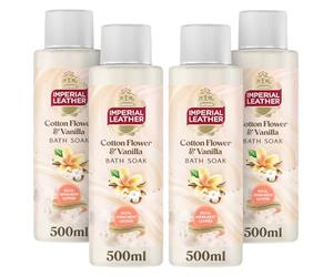 Imperial Leather Comforting Cotton Flower & Vanilla Bath Soak, Rich Indulgent Lather & Long Lasting Luxury Fragrance, Vegan & Cruelty Free 4 x 500ml