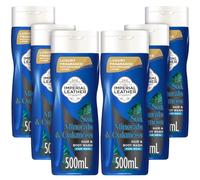Imperial Leather Sea Minerals & Oakmoss Hydrate 2 in 1 Body Wash Shower Gel Signature Oil Blend, Creamy Lather, Gentle Skin Care, Bulk Buy, Pack of 6x500ml