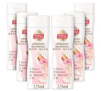 Imperial Leather Ultimate Moisture Cherry Blossom & Almond Oil Body Wash, Ultra Rich Lather & Soothing Fragrance, Suitable for Sensitive Skin, Vegan & Cruelty Free (225ml), Multipack 6 x 225ml