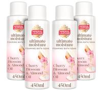 Imperial Leather Ultimate Moisture Cherry Blossom & Almond Oil Foaming Bath Soak, Ultra Rich Lather & Fragrance, Suitable for Sensitive Skin - Vegan & Cruelty Free (450ml), Multipack 4 x 450ml