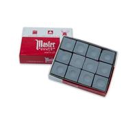Imperial Master Billiard Pool Chalk, Pack of 12 Cubes, Grey, with Protective Box - Professional Billiards Chalk for Smooth, Even Coating on Cue Tip - Pool Table Accessories Gifts for Men (18-336)