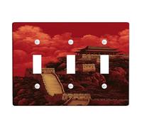 Imperial Red Light Switch Cover Plates/Outlet Covers, Great Wall Scenic Wall Accents, Thermoplastic Wall Plates, Standard Size Triple Toggle