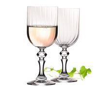 Imperial Ribbed Wine Glasses 320 ml 'Prague' Set of 2 White Wine Glasses Made of Crystalline Glass Dishwasher Safe Vintage