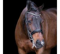 Imperial Riding Athena Bridle without Reins, Anatomical Headpiece, Cowhide Padding, Rhinestone Headband, Patent Leather Noseband with Glitter Piping, Buffalo Leather, Stainless Steel Fittings, Black