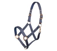 Imperial Riding Classic Sport Headcollar Made of Durable Nylon, Soft Padded with Neoprene, Adjustable, with Carabiner & Luxury Rose Gold/Gold Fittings, Comfortable Horse Headcollar, Navy, Foal