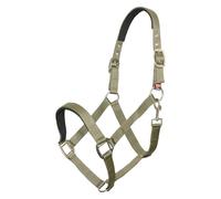 Imperial Riding Classic Sport Headcollar Made of Durable Nylon, Soft Padded with Neoprene, Adjustable, with Carabiner & Luxury Rose Gold/Gold Fittings, Comfortable Horse Headcollar, Olive Green, Pony