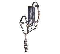 Imperial Riding Halter Set with Tie Rope & Fly Fringe - Durable Nylon Halter with Buckle, & Snap Hook, Comfortable & Easy to Clean, Multi Navy, Cob